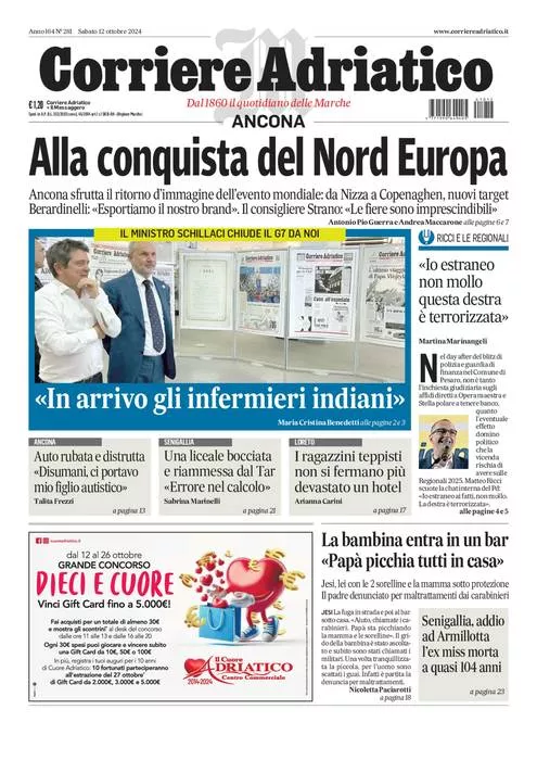 Prima-pagina-corriere adriatico-edizione-di-oggi-12-10-2024